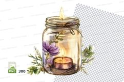 Cozy candle in a jar with flowers Product Image 1