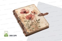 Floral leather notebook clipart png Product Image 1