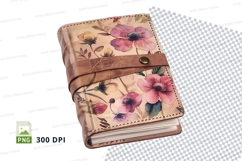 Floral leather journal clipart png Product Image 1