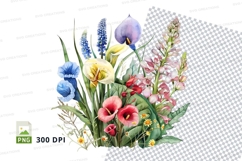 Vibrant flower bouquet clipart png Product Image 1