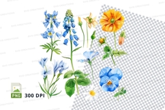 Assorted wildflowers clipart png Product Image 1
