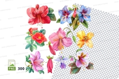 Colorful tropical flowers clipart png Product Image 1