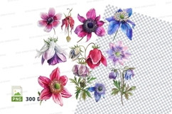 Beautiful anemone flowers clipart png Product Image 1