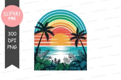 Tropical sunset with palm trees png Product Image 1