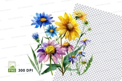 Colorful wildflowers clipart png Product Image 1