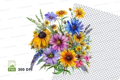 Colorful wildflower bouquet clipart png Product Image 1