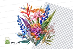 Vibrant tropical bouquet clipart png Product Image 1