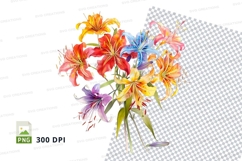 Vibrant bouquet of lilies clipart png Product Image 1