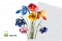 Colorful flower bouquet clipart png Product Image 1