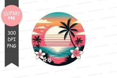 Tropical sunset clipart png Product Image 1