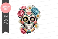 Floral sugar skull clipart png Product Image 1