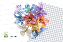 Colorful bouquet of lilies clipart png Product Image 1