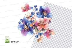 Watercolor floral bouquet clipart png Product Image 1