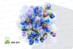 Blue floral bouquet clipart png Product Image 1