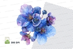 Blue and purple flower bouquet clipart png Product Image 1