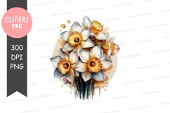 Watercolor daffodils bouquet Product Image 1