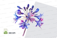 Blue and pink flower clipart png Product Image 1
