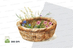 Basket of wildflowers clipart png Product Image 1