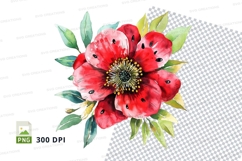 Vibrant red flower clipart png Product Image 1