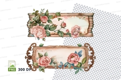 Floral wooden frame clipart png Product Image 1