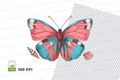Vibrant butterfly with seashells clipart png Product Image 1