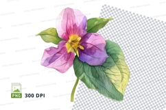 Pink and purple flower with green leaves clipart png Product Image 1