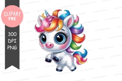 Colorful unicorn clipart png Product Image 1