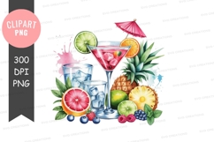 Tropical cocktail with fruits clipart png Product Image 1