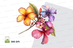 Vibrant tropical flowers clipart png Product Image 1