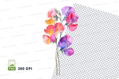 Colorful flower branch clipart png Product Image 1