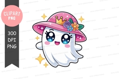 Cute ghost girl with hat clipart png Product Image 1