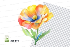 Vibrant poppy flower clipart png Product Image 1