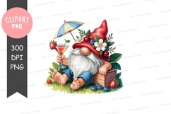 Relaxing gnome with cocktail clipart png Product Image 1
