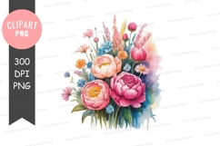 Vibrant flower bouquet clipart png Product Image 1