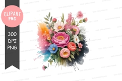 Vibrant flower bouquet clipart png Product Image 1