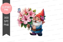 Gnome with flowers clipart png Product Image 1