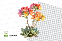 Colorful succulent flowers clipart png Product Image 2