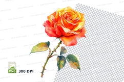 Vibrant orange rose clipart png Product Image 1