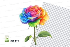 Rainbow rose clipart png Product Image 1