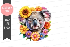 Cute koala with colorful flowers png Product Image 1