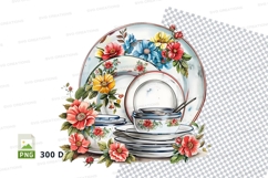 Floral dinnerware clipart png Product Image 1