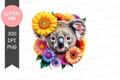 Koala with colorful flowers clipart png Product Image 1