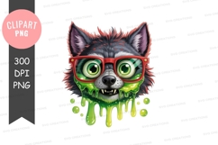 Zombie wolf with glasses clipart png Product Image 1