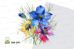 Colorful flower bouquet clipart png Product Image 1