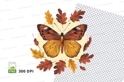 Autumn butterfly with leaves clipart png Product Image 1