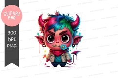 Whimsical demon character clipart png Product Image 1