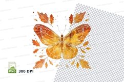 Autumn butterfly with leaves clipart png Product Image 1