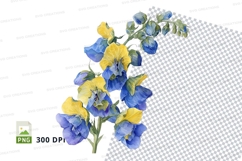 Blue and yellow bell flowers clipart png Product Image 1