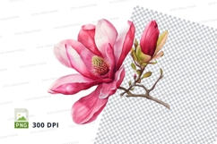 Pink magnolia flower clipart png Product Image 1