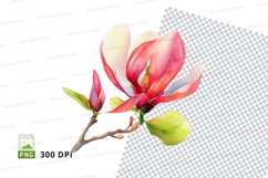 Vibrant magnolia flower clipart png Product Image 1